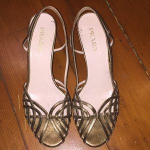 Gold Prada sandals